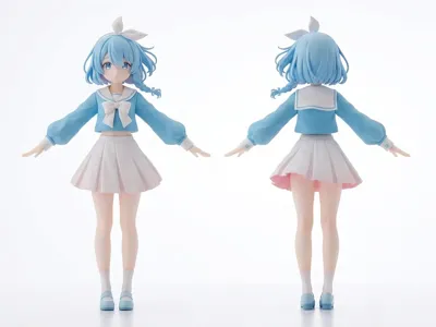 T-pose Aris, Flawless Hair Edition, with supports