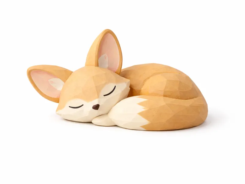Sleeping Fennec Fox  Low Poly Charm