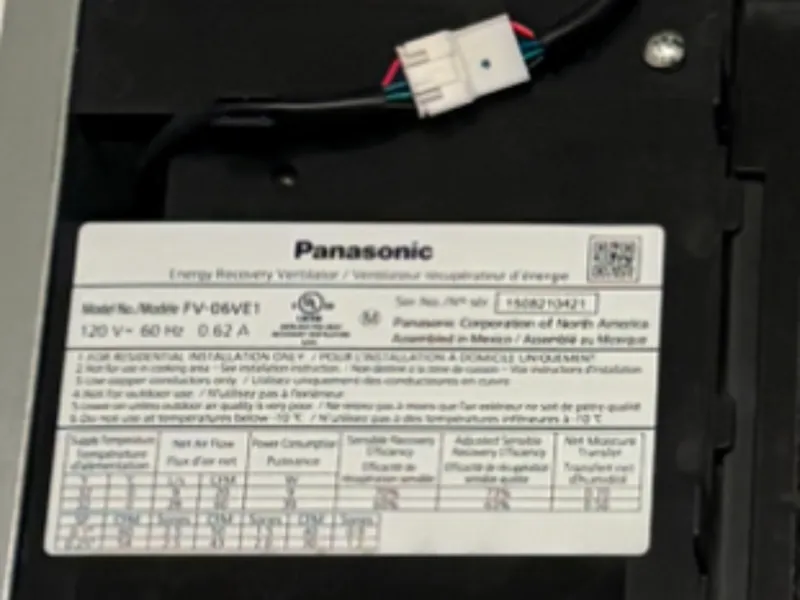 Panasonic ERV WhisperComfort 60 Cleanable Filter
