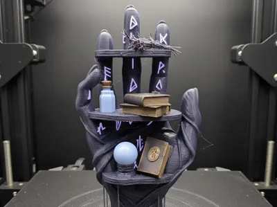 Witch Hand Stand With Shelves books and potions