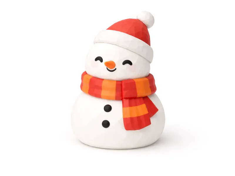 Cute Low Poly Snowman 