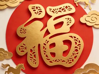 2026 Hollow Fu character refrigerator magnet ornament, dimensions D60xH3