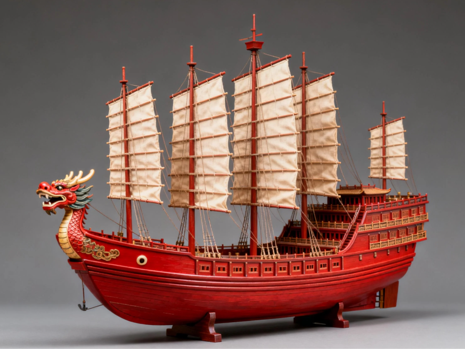 H. Charles Yi 手作り船の彫刻 Zheng He's Treasure Ship - Free 3D Print Model - MakerWorld