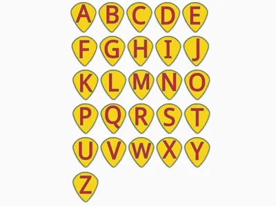 Letter Guitar pick A-Z