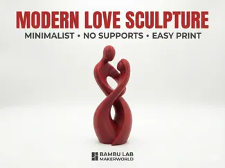 Modern Abstract Couple Sculpture |Easy Print 