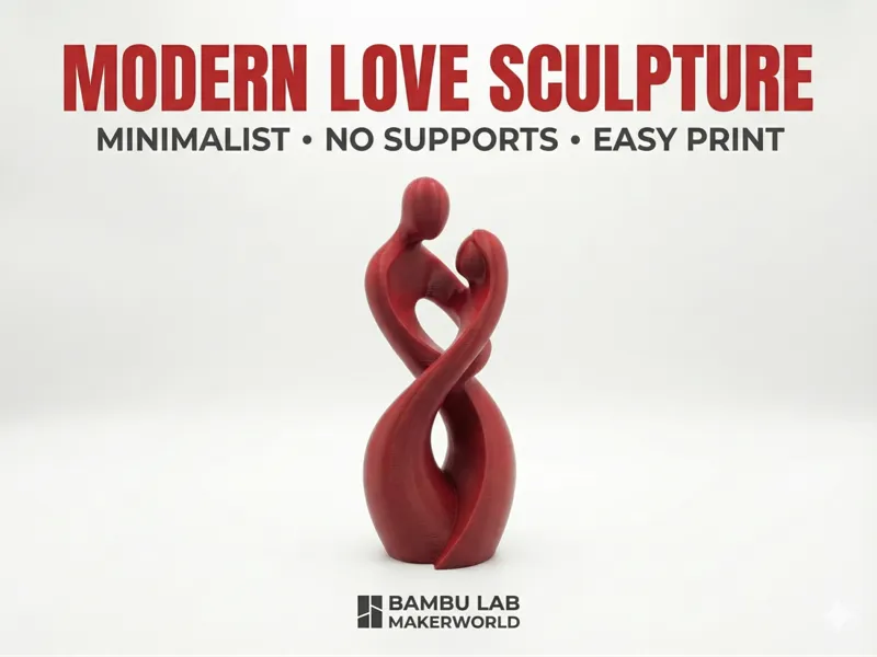 Modern Abstract Couple Sculpture |Easy Print 