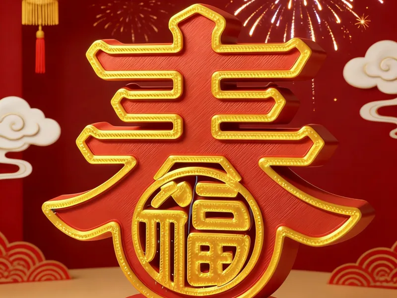 春福一体新年摆件