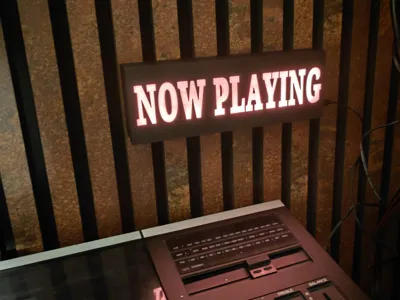 "Now Playing" lightbox for vinyl & record corner 
