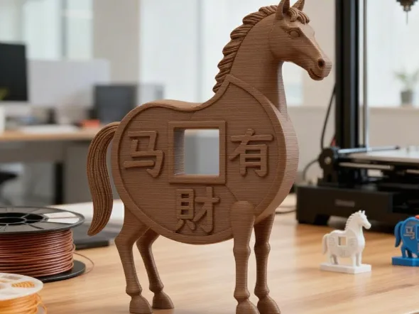 马年2026新年摆件 马上有钱春节桌面摆件