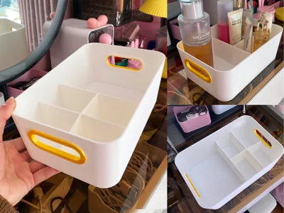 Cosmetic Storage Box, Desktop Organizer, Cream Style Light Luxury, Toy Storage, Parts Storage Box, Compartmentalized Grid Storage Box, Organizer Box, Box, Desktop Organization