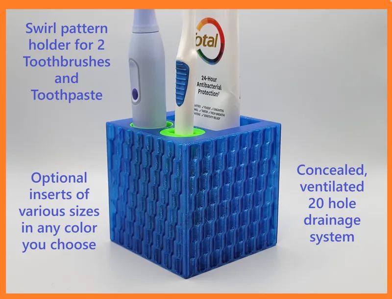 Swirl Toothbrush + Toothpaste Holder with Inserts