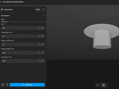 Hole Plug parametric model maker