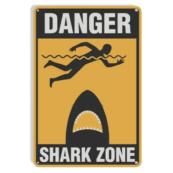 Danger Shark Zone sign Wall Decoration Logo Poster