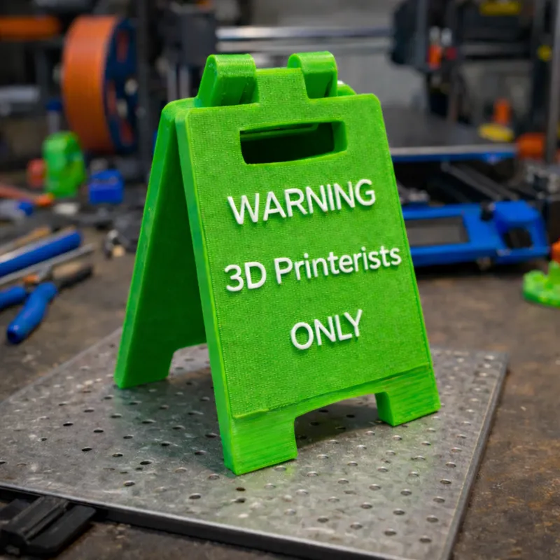 "Warning Crazy 3D Printerists Only" sign
