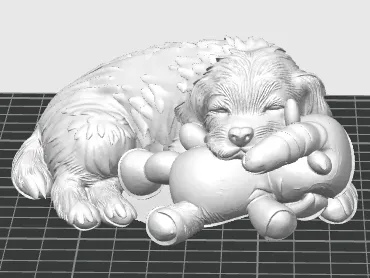 puppy sleeping with its stuff animal