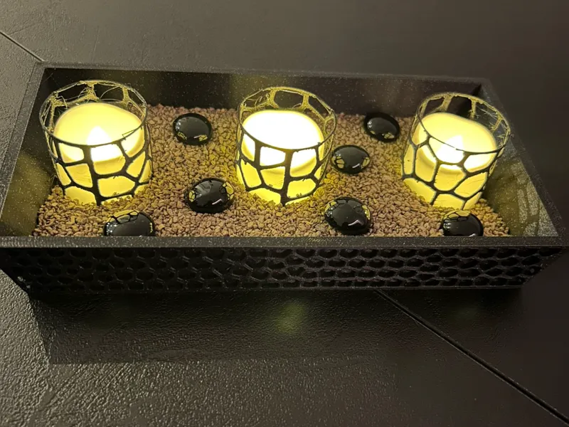 Triple Voronoi Tea Light Holder