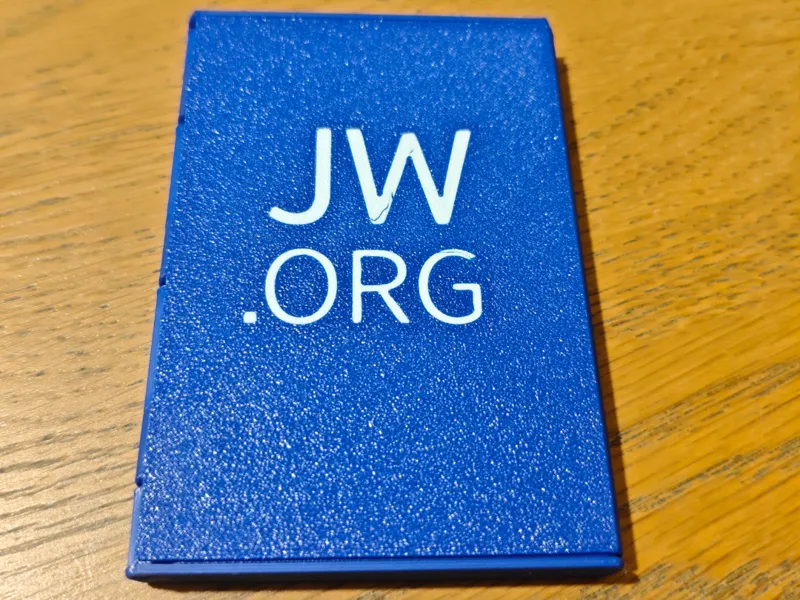JW card holder with logo and hinge