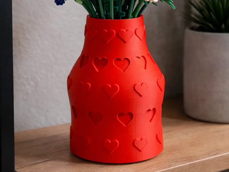 Valentines vase full of hearts