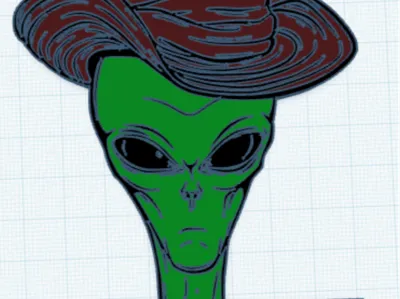 Alien cowboy keychain