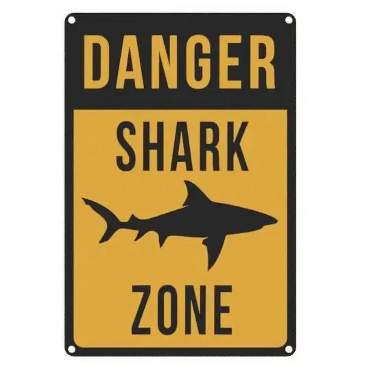 Danger Shark Zone sign Wall Decoration Logo Poster