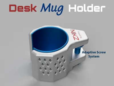 Desk Mug/Cup Holder Clamp Mount Diamond Texture
