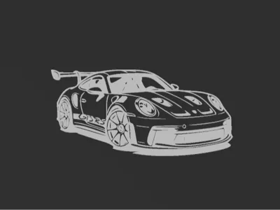 Porsche 911 GT3RS silhouette wall art