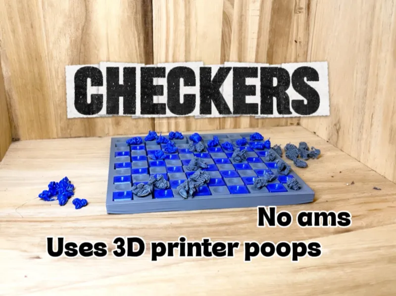 mini CHECKERS uses 3d printer poops (waste) NO AMS
