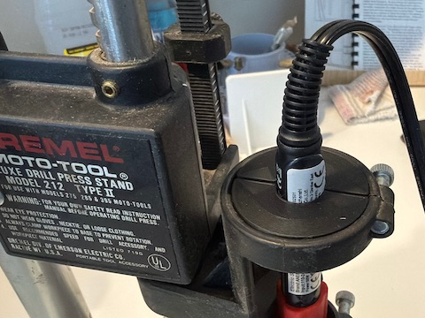 Soldering iron adapter for Dremel drill press