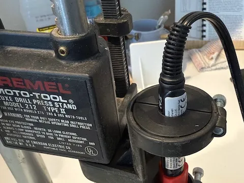 Soldering iron adapter for Dremel drill press