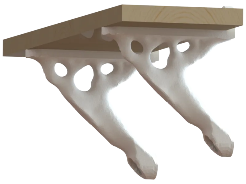 Topology optimised mini shelf bracket
