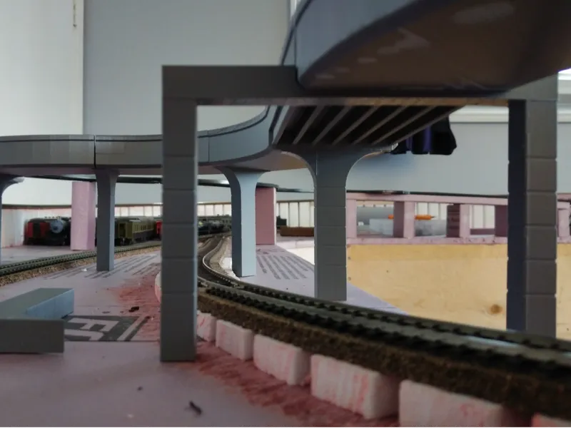 Slot car overpass system and bridge