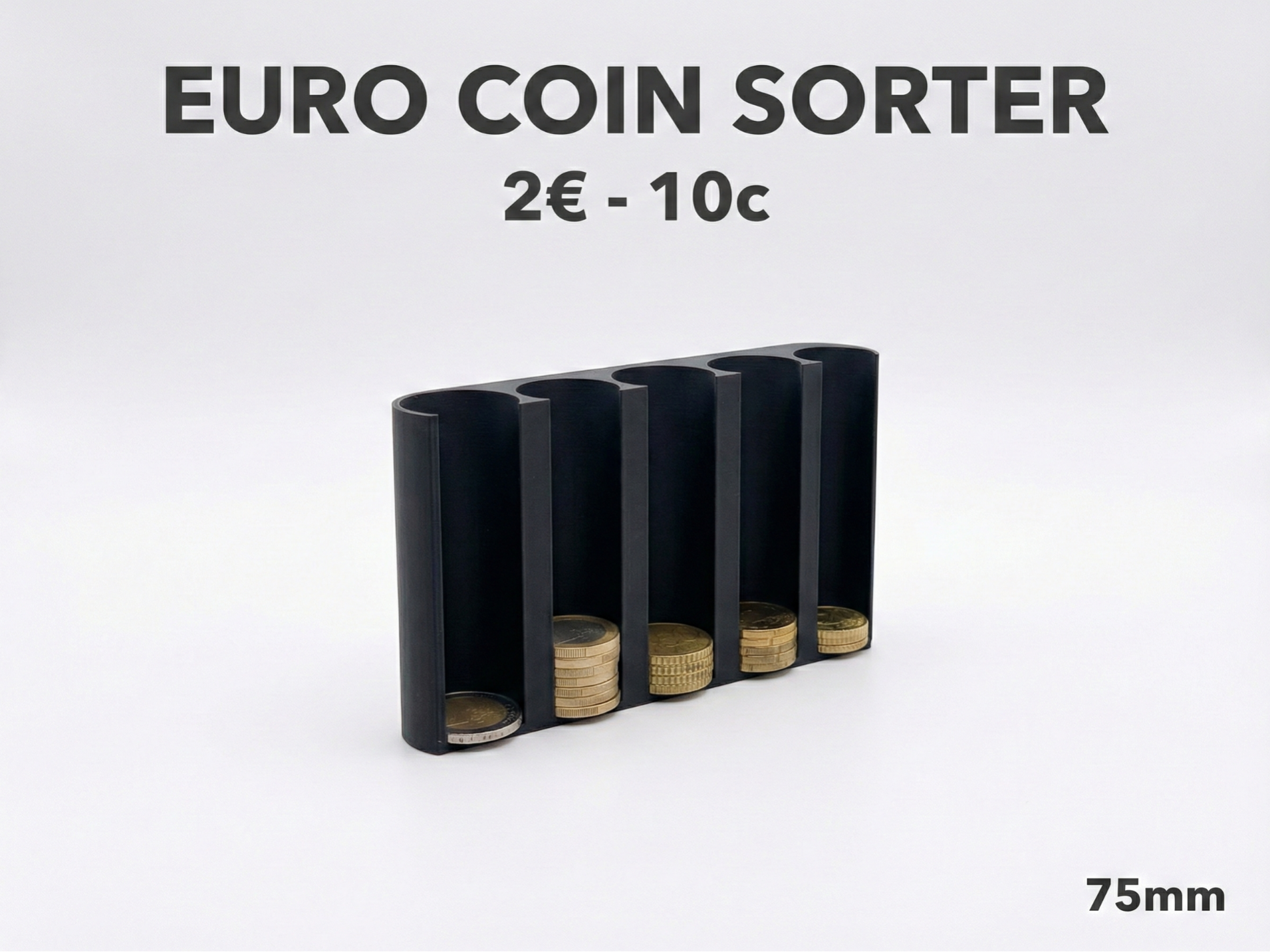 Minimalist Vertical Euro Coin Sorter (2€ to 10c)