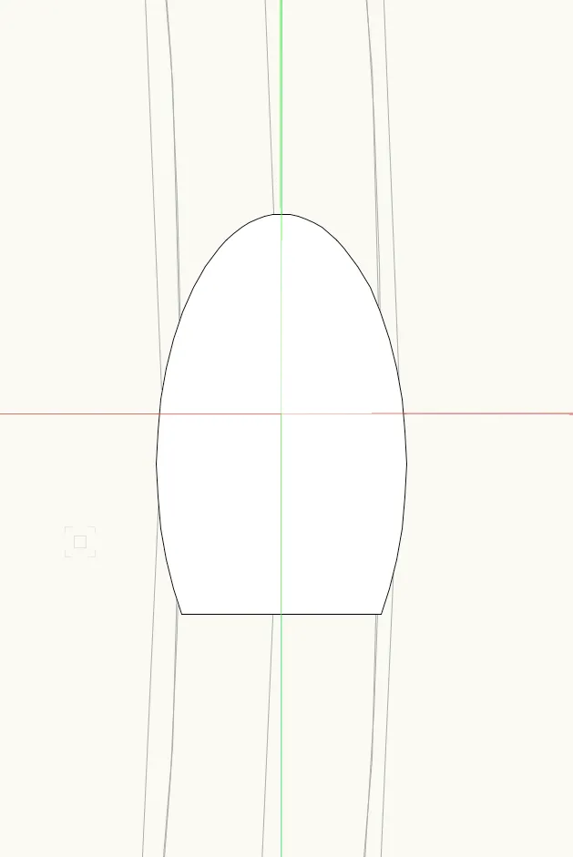 Section view showing egg-shaped profile of 3D print.