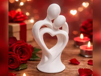 Love in Form – Abstrakte Herzpaar-Skulptur
