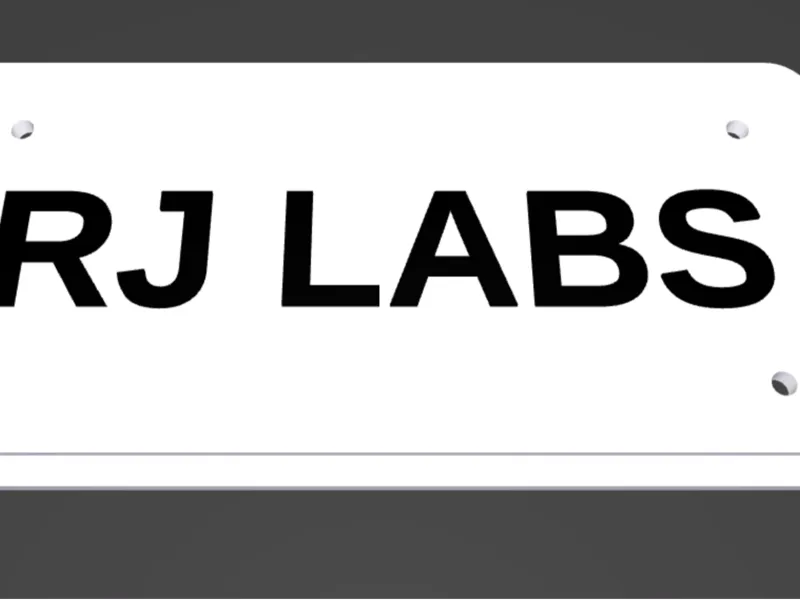 RJ Labs licence plate