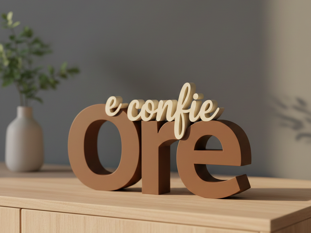 Ore e confie letreiro decoração 