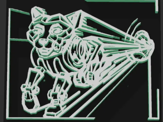 Cyber Robot Cat Dystopian Wall Art
