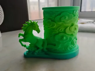 小马拉大筒 马年笔筒 新年笔筒