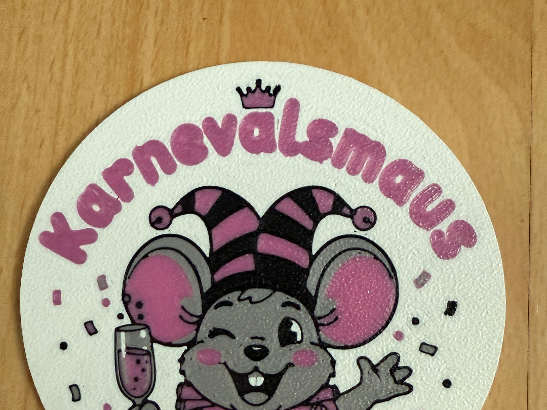 Karnevalsmaus Button, Untersetzer, Schild