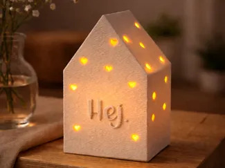 LED Lichthaus mit Herzen „Hej“ Dekohaus