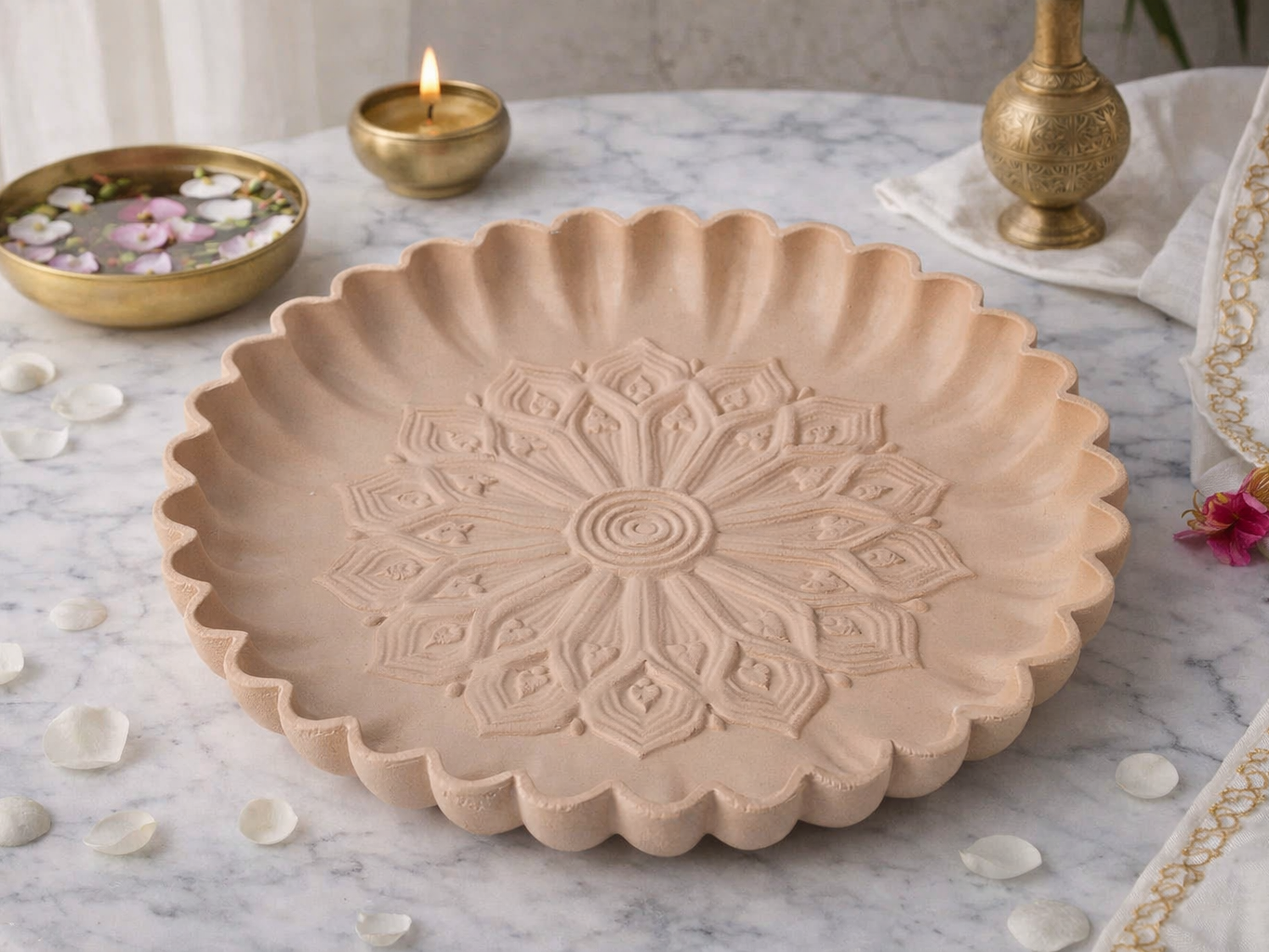 Mandala Relief Tray – Round Decorative Catchall