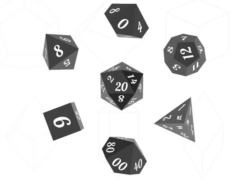 7 Piece Dice Set presupported (Lobster Font)