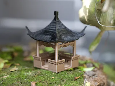 Miniature Suzhou-style four-corner pavilion ancient architecture model for landscaping, no AMS disassembly needed for printing