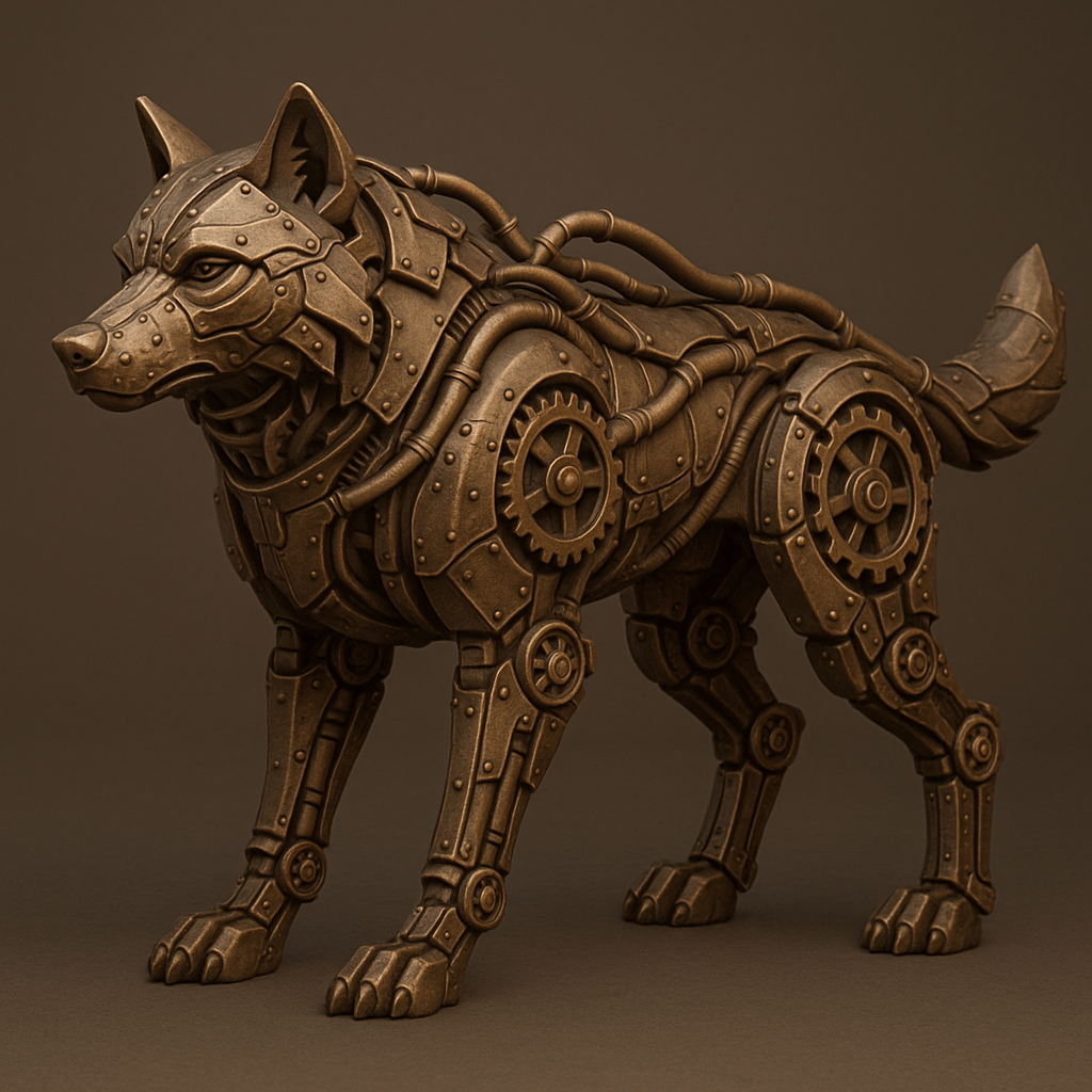 Steampunk Mechanical Wolf