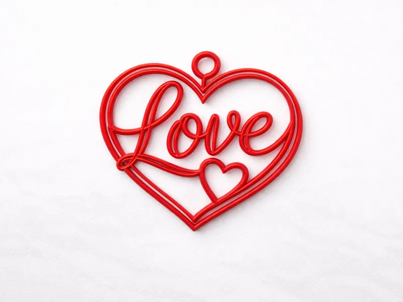 One-Line Heart LOVE – Hanging Valentine Ornament