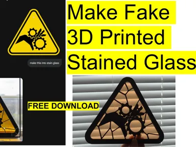 Hand Crushed By Gear OSHA Sign Fake Stained Glass