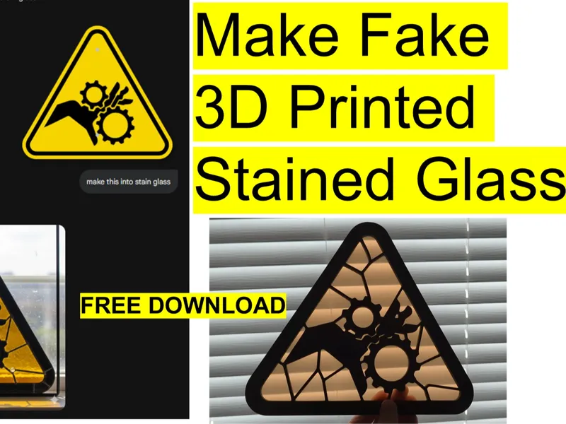 Hand Crushed By Gear OSHA Sign Fake Stained Glass