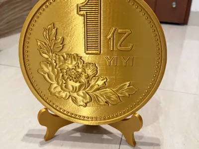 Foldable Gold Coin Small Goal Model Base Stand (Print in Place, No Supports)