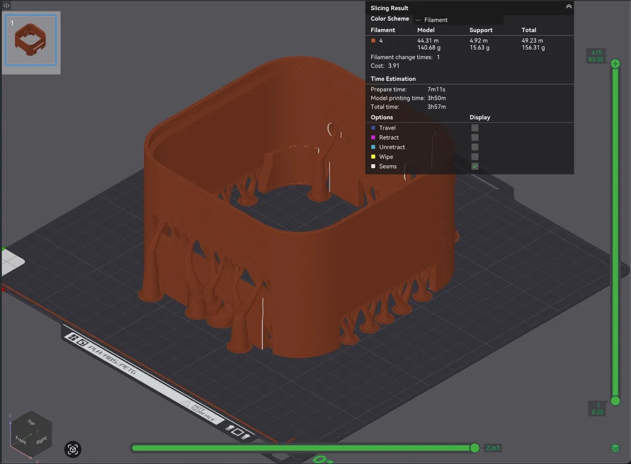 a screenshot showing printing details like filament use and printing time.