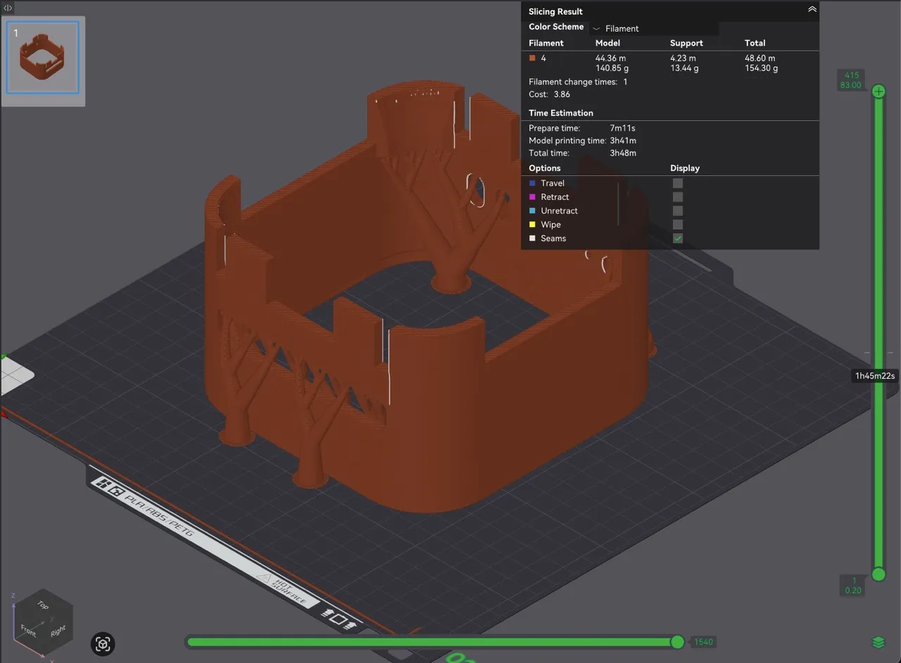 a screenshot showing printing details like filament use and printing time.